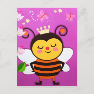 Cartão Postal De Festividades Rainha Feliz Flor de Abelhas de Mel