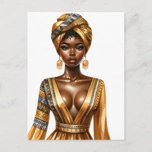 Cartão Postal De Festividades Rainha Negra melanina Bela Americana Sista