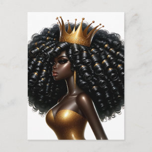 Cartão Postal De Festividades Rainha Negra melanina Bela Americana Sista