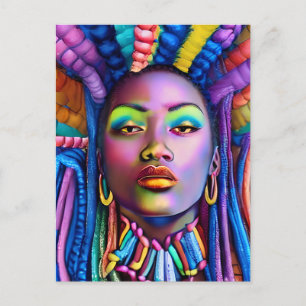Cartão Postal De Festividades Rainha negra melanina Mulher americana