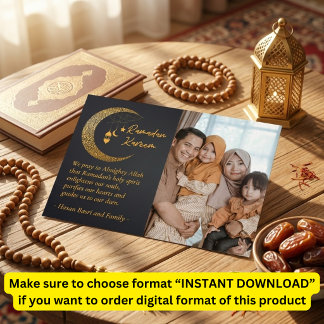 Cartão Postal De Festividades Ramadan Kareem Lua Foto Personalizada Texto
