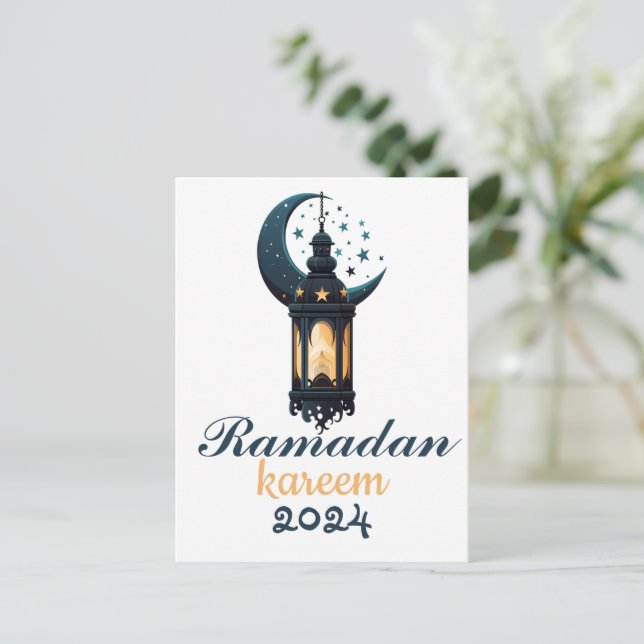 Cartão Postal De Festividades Ramadan Kareem Mubarak Lantern ramadan 2024 (Em pé/Frente)