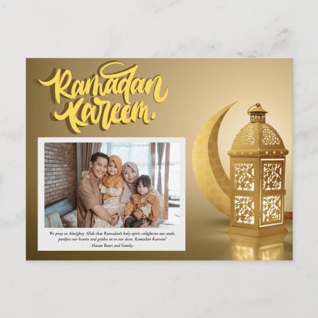 Cartão Postal De Festividades Ramadan Kareem Personalizado Texto de Foto (Frente)