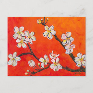 Cartão Postal De Festividades Ramal branco florado em primavera