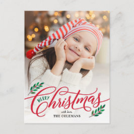 Cartão Postal De Festividades Ramos de Natal Feliz Natal Cartão de Foto