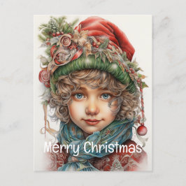 Cartão Postal De Festividades Rapariga de Natal Personalizada 20 de 25