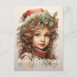 Cartão Postal De Festividades Rapariga de Natal Personalizada 24 de 25