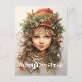 Cartão Postal De Festividades Rapariga de Natal Personalizada 25 de 25