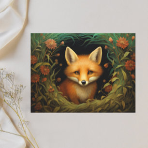 Cartão Postal De Festividades Raposa Caprichosa em Prado Floral