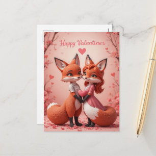 Cartão Postal De Festividades Raposa do Dia dos Namorados Fofa Animal Florestal