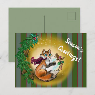 Cartão Postal De Festividades Raposa dotada de Natal