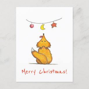 Cartão Postal De Festividades Raposa Engraçada/ Feliz Natal