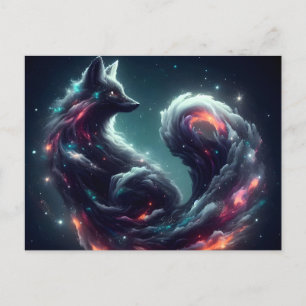 Cartão Postal De Festividades Raposa Espiritual Cósmica de Luz Estelar Fantasia