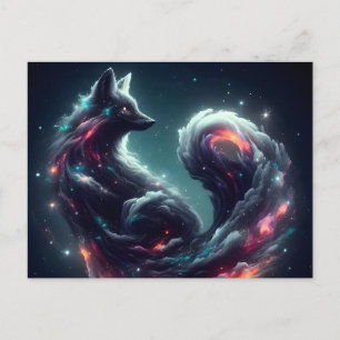 Cartão Postal De Festividades Raposa Espiritual Cósmica Estelar Fantasia Animal
