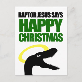 Cartão Postal De Festividades Raptor Jesus diz Feliz Natal