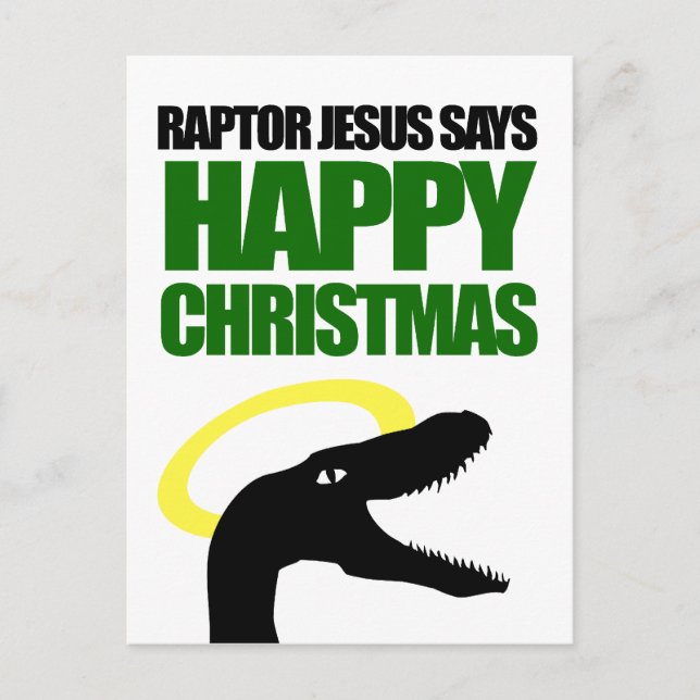 Cartão Postal De Festividades Raptor Jesus diz Feliz Natal (Frente)
