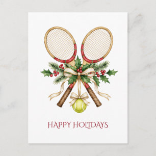 Cartão Postal De Festividades Raquete de Ténis Bola de Ténis Arco Festa de Natal