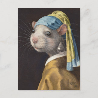 Cartão Postal De Festividades Rato com Cartão-postal de cor Pérola por KMCorigin