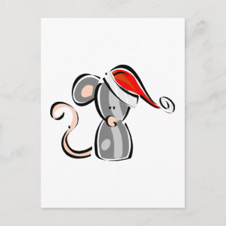 Cartão Postal De Festividades Rato de Natal