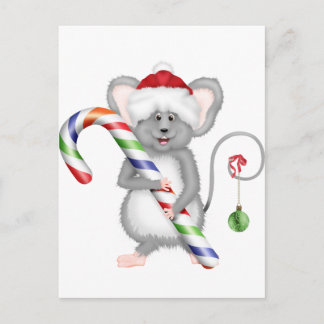 Cartão Postal De Festividades Rato de Natal bonito com Papai Noel