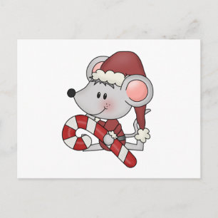 Cartão Postal De Festividades Rato De Natal Com Caneta De Doces