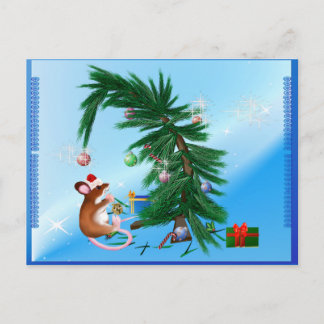 Cartão Postal De Festividades Rato de Natal humilde