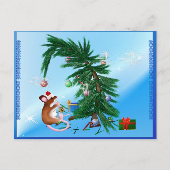 Cartão Postal De Festividades Rato de Natal humilde (Frente)
