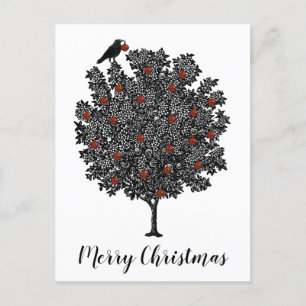 Cartão Postal De Festividades Raven Decora Árvore de Natal Feliz Natal