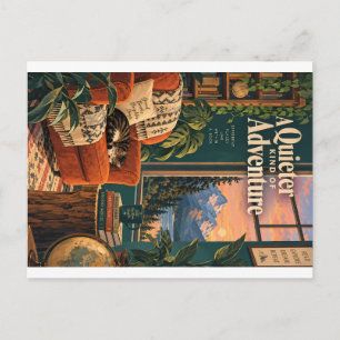 Cartão Postal De Festividades Recanto Aconchegante de Livros Arte Ilustrativa co