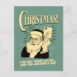 Cartão Postal De Festividades Recebi Sua Carta. A resposta é não