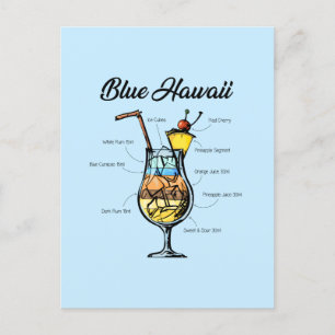 Cartão Postal De Festividades Receita Blue Hawaii