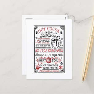 Cartão Postal De Festividades Receita de cacau quente antiga