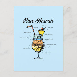 Cartão Postal De Festividades Receita de Cocktail Blue Hawaii