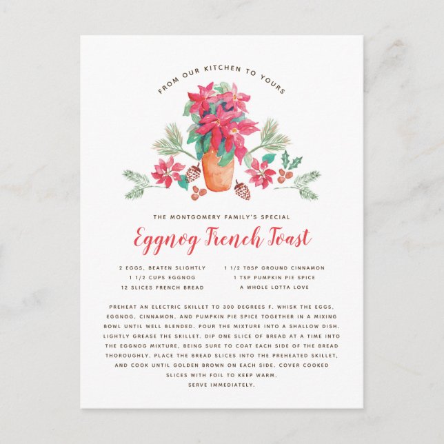 Cartão Postal De Festividades Receita favorita do Natal da avó (Frente)