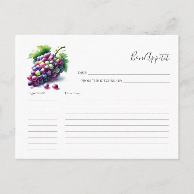 Cartão Postal De Festividades Receita para a Fruta da placa de receita da noiva (Frente)