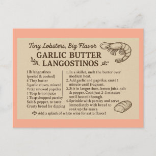 Cartão Postal De Festividades Receita para langostinos