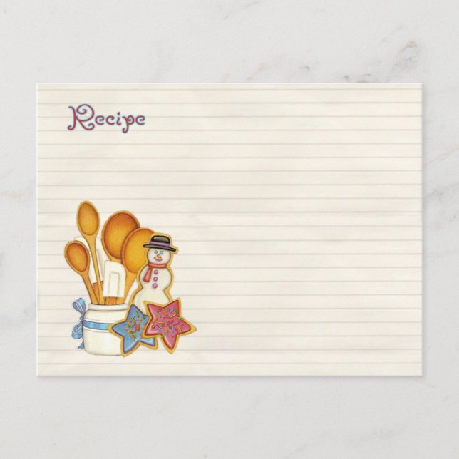 Cartão Postal De Festividades receitas de biscoitos de natal (Frente)