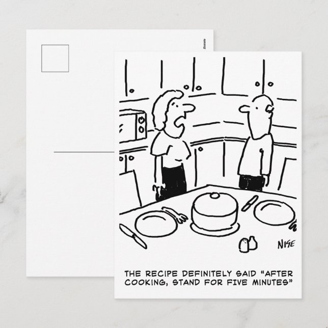 Cartão Postal De Festividades Recipe Instructions Followed Cooking in a Kitchen (Frente/Verso)
