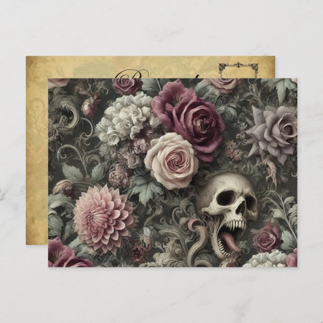 Cartão Postal De Festividades Recolher nas Rosas - Vitoriano Gótico (Frente/Verso)