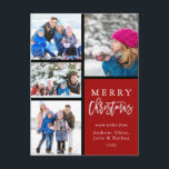 Cartão Postal De Festividades Red 4 Photo Collage Modern Felry Christmas<br><div class="desc">Natal moderno | Cartão-postal de férias inspirado na abstrato de "Piet Mondrian" "Composition",  com 4 fotos. Mande alegria de férias para sua família e amigos.</div>
