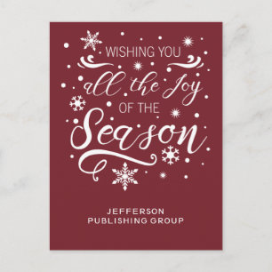 Cartão Postal De Festividades Red and White Elegant Moderno Business feriado