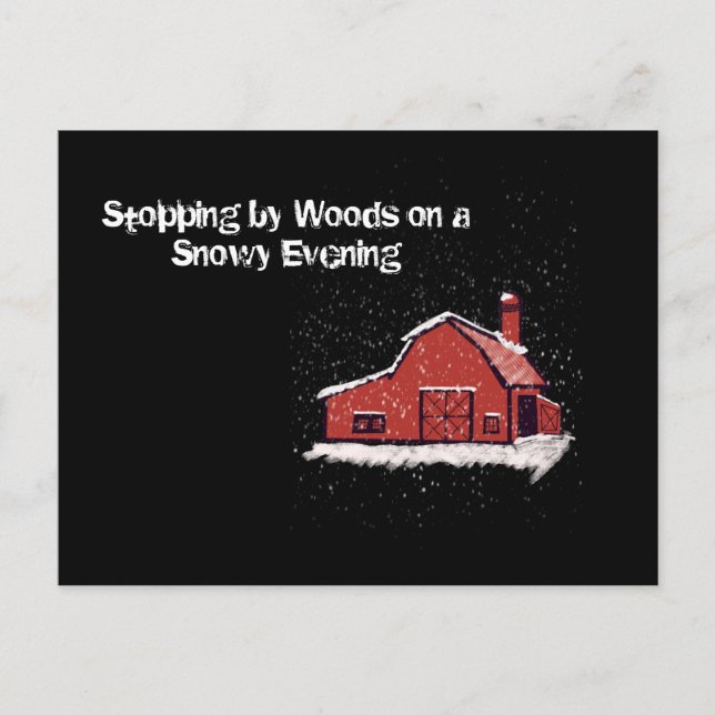 Cartão Postal De Festividades Red Barn em uma Noite de Neve (Frente)