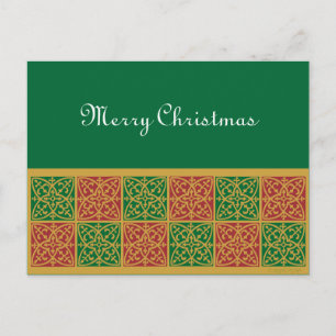 Cartão Postal De Festividades Red Green Fleur de Lis Tile Art Postcard