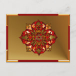 Cartão Postal De Festividades Red Hanukkah Mandala<br><div class="desc">Reds,  bronze,  laranja,  enchem uma mandala com uma estrela de David no centro com texturas brilhantes e festivas para celebrar Chanucá.</div>
