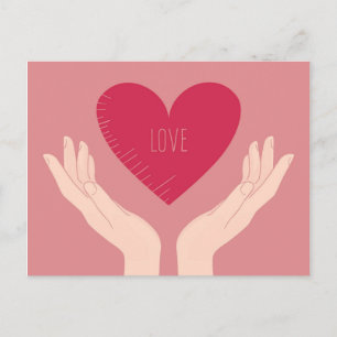 Cartão Postal De Festividades Red Heart ama Dia de os namorados romântico