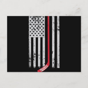 Cartão Postal De Festividades Red Hockey Stick American Flag USA Hockey