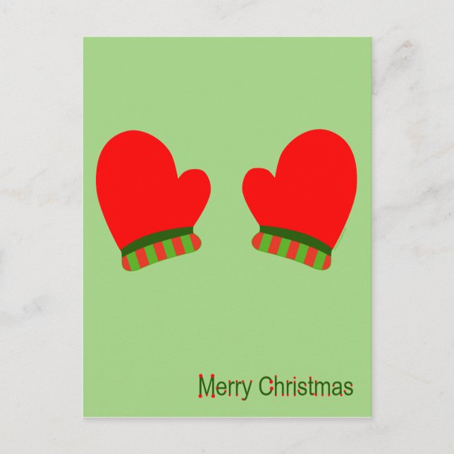 Cartão Postal De Festividades Red Holiday Mittens (Feliz Natal) (Frente)