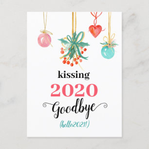 Cartão Postal De Festividades Red Mistletoe Kiss Goodbye para 2020 Do-over Funny