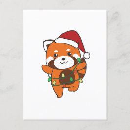 Cartão Postal De Festividades Red Panda Christmas Animais de inverno Red Pandas