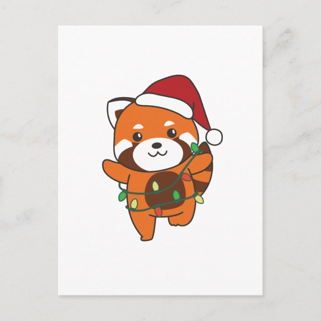Cartão Postal De Festividades Red Panda Christmas Animais de inverno Red Pandas (Frente)